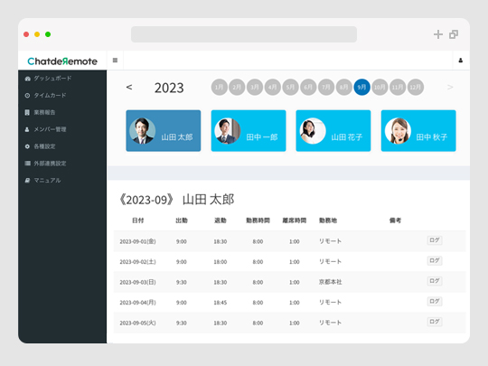 出退勤・休憩の打刻時間をタイムカード化